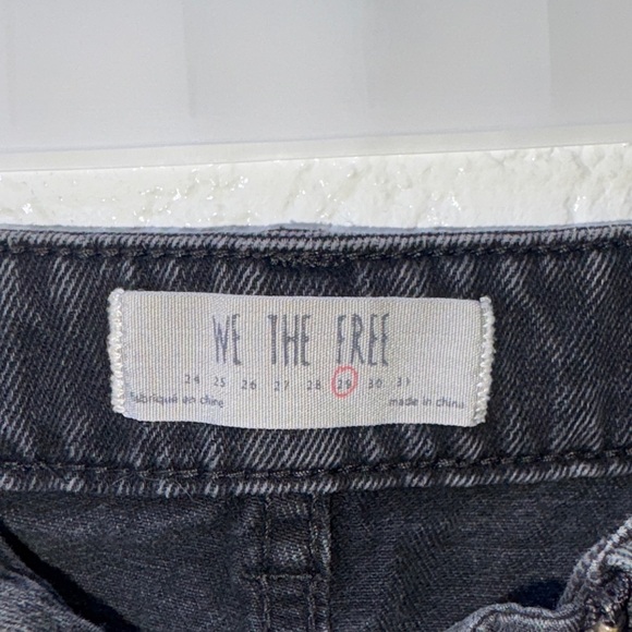 Free People Black Faded Distressed Denim Skirt - Picture 4 of 6